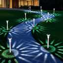 Mini Solar Pathway Lights Christmas Outdoor 12 Pack Waterproof Upgraded Bright LED Solar Garden Lights Stainless Steel Solar Powered Landscape Light for Outside Yard Lawn Decorations-Cool White