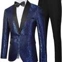 Men's Floral Dinner Party Prom Wedding Stylish Tuxedo Suits for Men One Button Dinner Jacket Pants Set XL