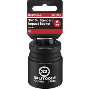 BILITOOLS 3/4" Drive Impact Socket 32mm, Metric, CR-MO Steel, 6 Pt. Impact Grade Heavy Duty Large Axle Nut Socket