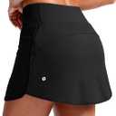 SANTINY Skorts for Women with Pockets High Waisted Golf Skirts | Built-in Shorts, A Line, Athletic, Casual, Pickleball, Tennis Skirt (Black, M)
