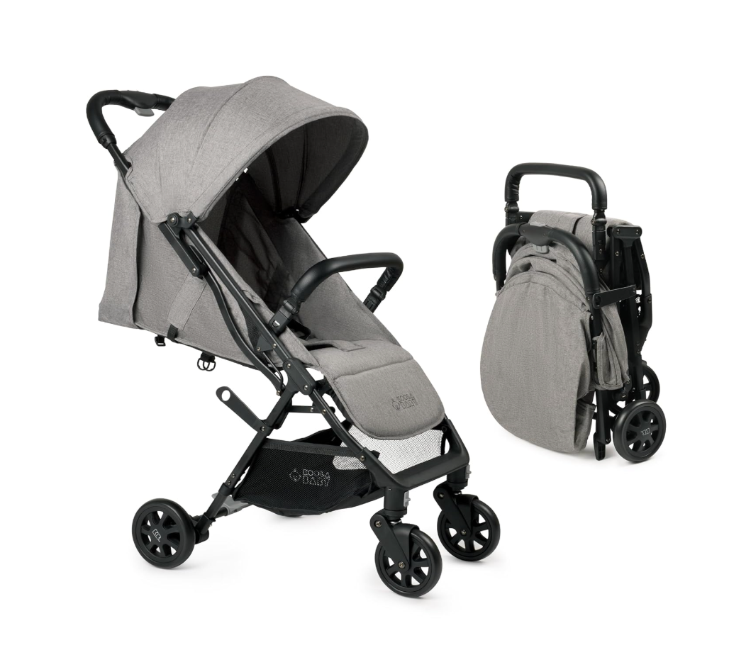 Lightweight Travel Stroller for Baby & Toddlers - Easy Fold & Compact Stroller with Canopy, Storage Basket, Multi-Position Recline & Convenient One-Hand Fold (Grey)