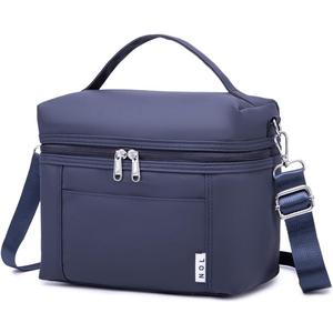 NOL Natural Organic Lifestyle Small Insulated Lunch Bags for Women Cooler Bag Lightweight Nylon Waterproof Lunch Box For Work (Small, Navy blue)