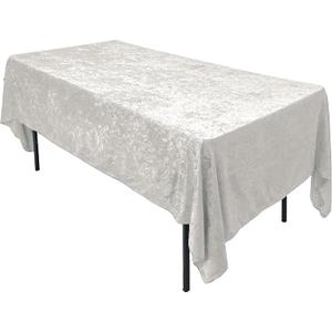 Lush Panne Velvet Tablecloth - 60 x 102 Inch Rectangular Table, White