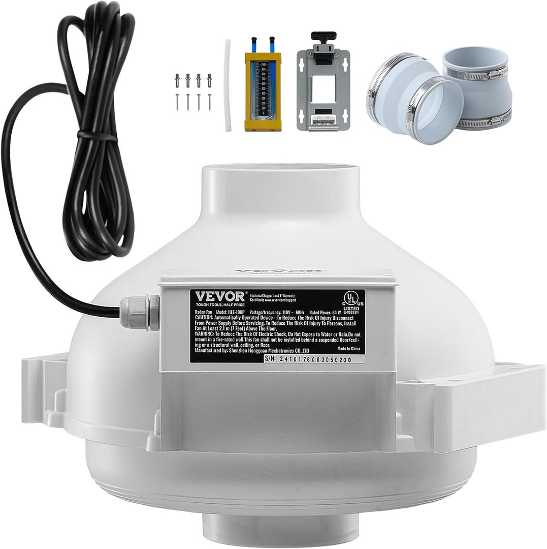 VEVOR Radon Mitigation Fan System,4inch 260CFM,4 X4 Kits