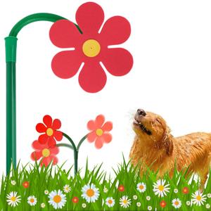 Crazy Daisy Sprinkler - 360 Rotating Dancing Crazy Daisy Water Sprinkler for Lawn Garden, Funny Sunflower Water Sprinklers for Dogs Outdoor Play, Irrigation Tool for Yard Watering - Red