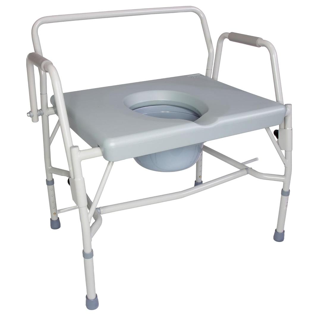 DMI Drop Arm Portable Toilet Commode, Extra-Wide Seat, 500 Pound Weight Capacity, Bucket with Lid Included, Adjustable Legs, Elderly Assistance Products, Grey DMI Drop Arm Portable Toilet Commode, Extra-Wide Seat, 500 Pound Weight Capacity, Bucket with Lid Included, Adjustable Legs, Elderly Assistance Products, Grey