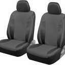 Custom Covers Trend Gray Faux Leather Car Seat Covers for Front Seats – Automotive Bucket PU Leather Seat Covers for SUV Made for Vehicles with Removable Headrests, Interior Covers for Car Truck Van SUV