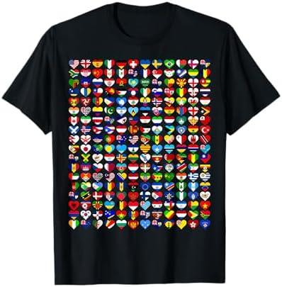 Heart Flags All Countries Flags of The World Flags Unity Day T-Shirt, M