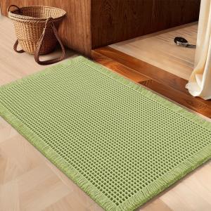 IM HOME Waffle Bath Mat Sage Green 36"x24", Boho Woven Modern Bath Mat Rugs, Absorbent Non Slip Bathroom Rugs, Soft Washable Bath Rugs with Tassels for Bathroom, Bedroom, Kitchen, Shower, Tub