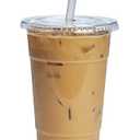 GUSTO [24 oz. - 50 Count Clear PET Cups with Lids, Disposable Coffee Cups with Flat Lids - Ideal for Cold Beverages, Smoothies, and to-Go Drinks - Formerly Comfy Package