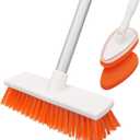 Qaestfy Floor Scrub Brush with Long Handle, Ajustable 62 Inch Handle, 2 Shower Bathtub Scrubber for Cleaning Bathroom Garage Kitchen Deck Tub Tile