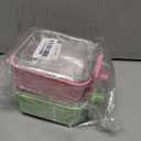 Crate Dog Bowl,Removable Stainless Steel Water Food Feeder Bowls Crate Coop Cup,Pet Cage Bowls with Bolt Holder for Cat, Puppy, Birds, Rats, Rabbits Small Animals ((Green+Pink) Square, Samll)