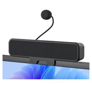 Computer Speakers with Microphone for Desktop PC, USB Monitor Speakers with Clip, Wired Laptop Sound Bar, Stereo & Bass, PC Speaker w/Mic for Meeting/Gaming/Online Learning, Easily Clamps to Monitor