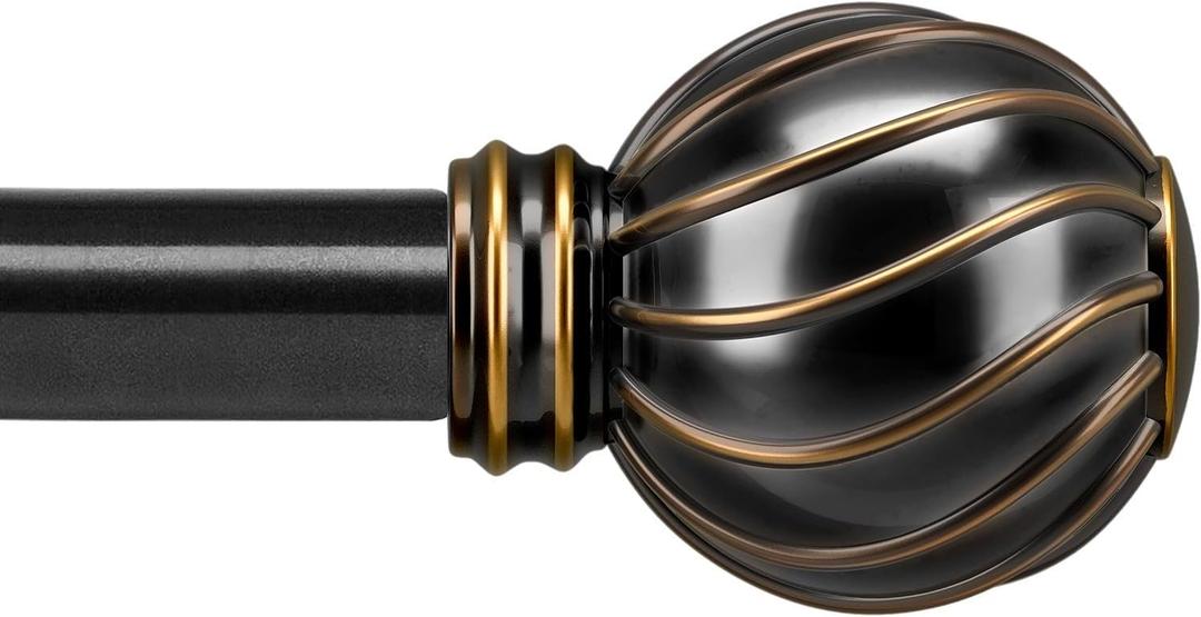 Black Curtain Rods for Windows 28 to 48 Inches Adjustable Length Heavy Duty 7/8" Diameter Window Curtain Rod with Decorative Finials for Outdoor Farmhouse Bedroom Kitchen Living Room (18"-45"|1 Pack)