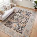 Kuden 6x9 Area Rug, Machine Washable Living Room Rug, Vintage, Non-Slip