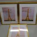 upsimples 11x14 Picture Frame Set of 3, Made of High Definition Glass for 8x10 with Mat or 11x14 Without Mat, Wall and Tabletop Display Photo Frames, Gold