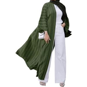 Front Open Abayas for Women Muslim with Hijab Scarf Islamic Prayer Clothes Long Sleeve Muslim Cardigan Dress Dubai Cardi Robe (Medium, Green)