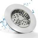 Semour 3 in 1 Kitchen Sink Drain Strainer, 304 Stainless Steel Kitchen Sink Stopper, Pop Up Kitchen Sink Strainer, Fast Drainage Anti-Clogging Sink Plug for US Standard 3-1/2 Inch Drain