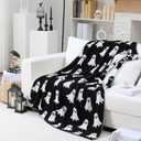 Halloween Ghost Throw Blankets Pillow Set Include Double Sided Spooky Black and White Flannel Throw Blanket 50 x 60 Inch and Cozy Ghost Plush Pillows Cushion for Couch Sofa Bed Decorations