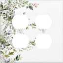 Sage Green Eucalyptus Watercolor Flower Leaves Plant Boho Floral Outlet Covers 2-Gang Duplex Decorative Light Switch Cover Plate Gfci Wall Plate Receptacle Switch Plate Covers Bathroom Decor