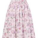 Scarlet Darkness Floral Dress for Women Corset Milkmaid Dresses Wedding Guest Summer Sundress with Pockets, 2XL