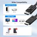 Cable Matters Uni-Directional 8K DisplayPort to HDMI 2.1 Cable - 6ft, with 4K 240Hz / 8K 60Hz, Display Port to HDMI 2.1 Cable, Supports RTX4080, RX7900, Not Work with PS5/Xbox, No VRR Support