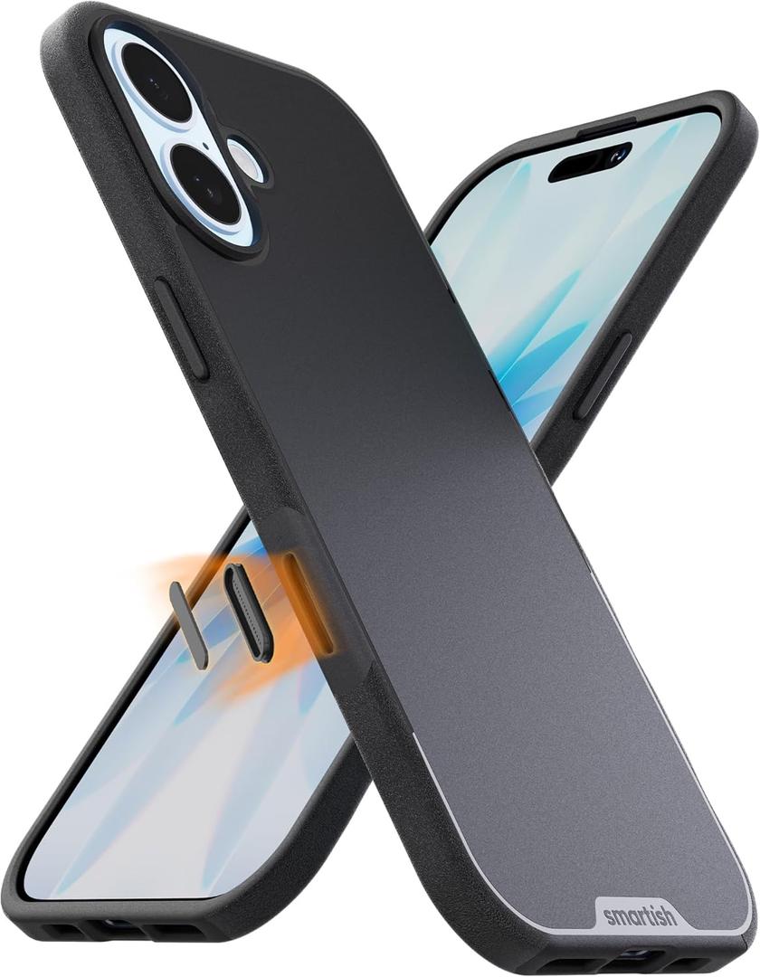 Smartish iPhone 17 MagSafe Case - Gripmunk with Camera Control Protection, Magnetic Slim Case [Lightweight + Protective] Thin Grip Cover with Microfiber Lining for Apple iPhone 17 - Black Tie Affair