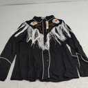 JOHN MOON Women's Floral Embroidered Fringe Western Shirts Rodeo Cowgirl Button Down Blouse Tops Country Style Outfits L