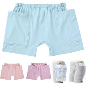 Urine Bag Pants for Women,Underwear Urine Bag Pants Urine Drainage Bag Underwear,Nephrostomy Bag Pants for Abdominal Surgeries Patient (Medium, Light Blue)