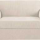 H.VERSAILTEX Stretch Sofa Covers 2 Piece for 2 Cushion Couch Covers Sofa Slipcovers Furniture Covers Suit for T Cushion/Box Cushion Feature Deluxe Textured Jacquard - Loveseat, Ivory