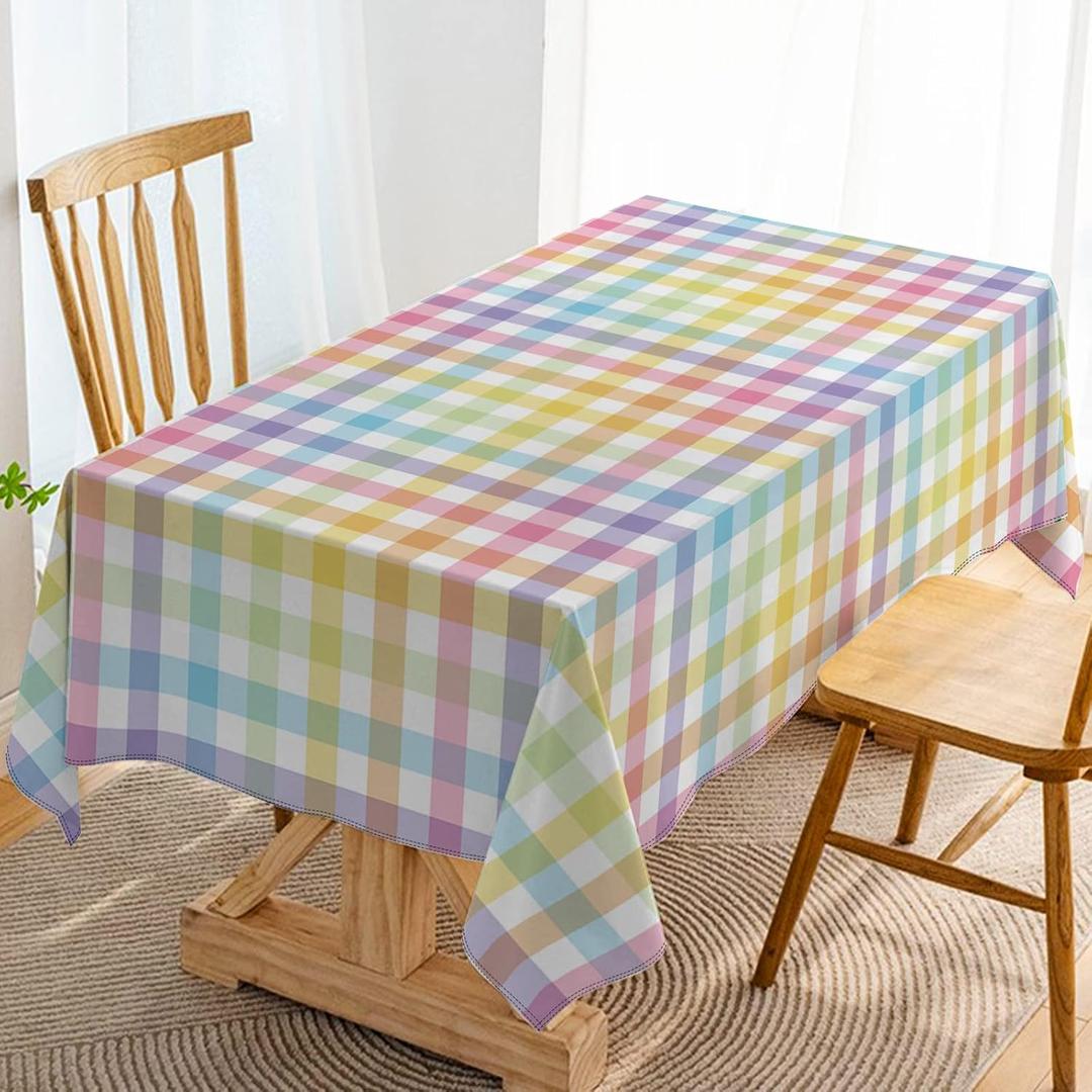 Hafangry Easter Buffalo Check Plaid Tablecloth Gingham Spring Party Decoration Rustic Kitchen Dining Room Table Cover (60" x 84")