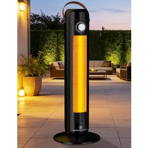 Outdoor Heaters for Patio w/4 Modes, 350Sq.ft 1S Heating, 1500W PTC Ceramic Electric Patio Heater, Overheating & Tip-Over Protection, 70 Oscillating Space Heaters for Indoor Use Large Room Black