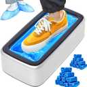 Automatic Shoe Cover Dispenser Machine with 100pcs Disposable Shoe Covers - Portable for Home, Office, Factory, Supermarket, Fits Most Shoe Sizes (Silver-Black Cover)