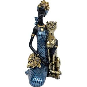 African Cheetah Statues,9.6" Animal Leopard Lady Figure Sculptures for Home Decorations/Living Room/Coffee Table/Shelves Figurines/Art Ornaments/Housewarming Decor (As504-gold)