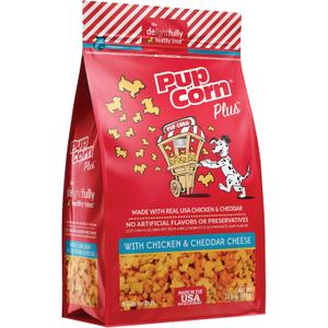 Pup Corn Plus - Puffed Dog Treats with Prebiotics and Probiotics - Chicken & Cheddar Cheese (14.5oz) - Made in USA, EXP: 05/28/2027