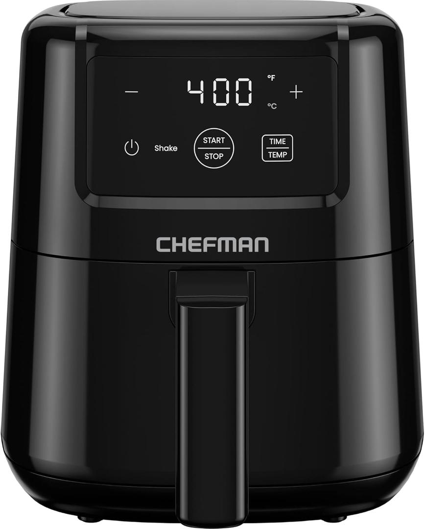 CHEFMAN 2 Qt Mini Air Fryer  Digital Space-Saving Compact Air Fryer with Nonstick and Dishwasher Safe Basket, Quick & Easy Meals in Minutes, Features Digital Timer and Shake Reminder  Black