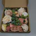 Artificial Flowers Combo Box Set Terracotta Silk Roses Dahlia with Stems DIY Bridal Wedding Bouquets Cake Gold Boho Nude Beige Fake Floral Arrangements Baby Shower Party Table Centerpieces Home Decor