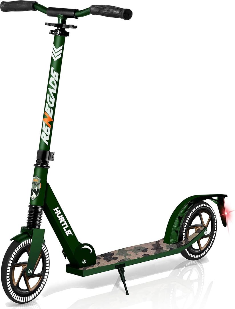 Hurtle Renegade Kick Scooter for Kids, Teenagers & Adults - 2-Wheel Folding Scooter with Adjustable T-Bar Handlebar - Alloy Anti-Slip Deck (Camouflage)