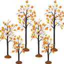 Chuangdi 6 Pieces Village Fall Maple Trees, 3 Sizes Thanksgiving Artificial Village Mini Trees Autumn Fake Tabletop Miniature Tree Centerpieces Set for Harvest Christmas Thanksgiving Party Decoration