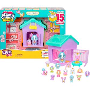 Little Live Pets Dog House Playset, Mama Surprise Families Puppy Party Pack, 15 Mini Collectible Puppies, Fold-Out Dog Playset Toy Gift for Kids 5+