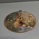 Sviojuce Vintage Bunny Oval Wall Art Decor, Rustic Farmhouse Wildflower Bunny Framed Canvas Prints Wall Artwork, Easter Rabbit Wall Hanging Decor for Bedroom Living Room Decorations, 8.6x11.4 Inch