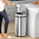iTouchless 50 Liter / 13 Gallon Kitchen Trash Can with Lid & Deodorizer Motion Sensor Semi-Round Stainless Steel Garbage Bin for Home, Office, or Garage Slim, Wide Opening Large Capacity Design