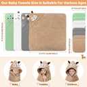 12 PCS Baby Bath Towels Set for Infants Toddlers, 4 PCS Animal Hooded Baby Towels & 8 PCS Washcloths Set, Ultra Absorbent Cute Soft Newborn Bath Essentials Gifts for Boys & Girls