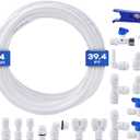 1/4 Water Line, cnaodun with 1/4" OD 39.4ft Water Tubing Reverse Osmosis Quick Connect Fittings Push To Connect Water Tube Fittings for RO Water Filter