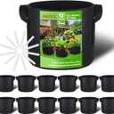 PHYEX 12-Pack 3 Gallon Grow Bags, Heavy Duty Fabric Pots with Handles, Reusable Plant Bags for Vegetable, Herbs & Flowers, BPA-Free, Breathable, Durable