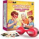Upside Down Goggles Challenge Game for Family & Parties, 50 Fun Cards with Adjustable Flip View Glasses for Kids & Adults, Hilarious Brain-Teasing Fun on Game Nights & Parties for 2-6 Players Ages 8+ (Purple)