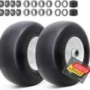 13x6.50-6 Lawn Mower Tires Flat Free with Rim Assemblies (2 Pack),Universal 13x6.5-6 Solid Smooth Rubber Zero-Turn Lawn mowers Tire,5.5"-7.72Centered Hub and 3/4" extra 5/8" 1/2 Bushings (White)