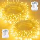 2 Pack Christmas String Lights Battery Operated with Timer, 33FT 100 LED Waterproof Twinkle Lights, 8 Modes Fairy Light for Indoor and Outdoor Bedroom Garland Tree Christmas Decorations (Warm White)