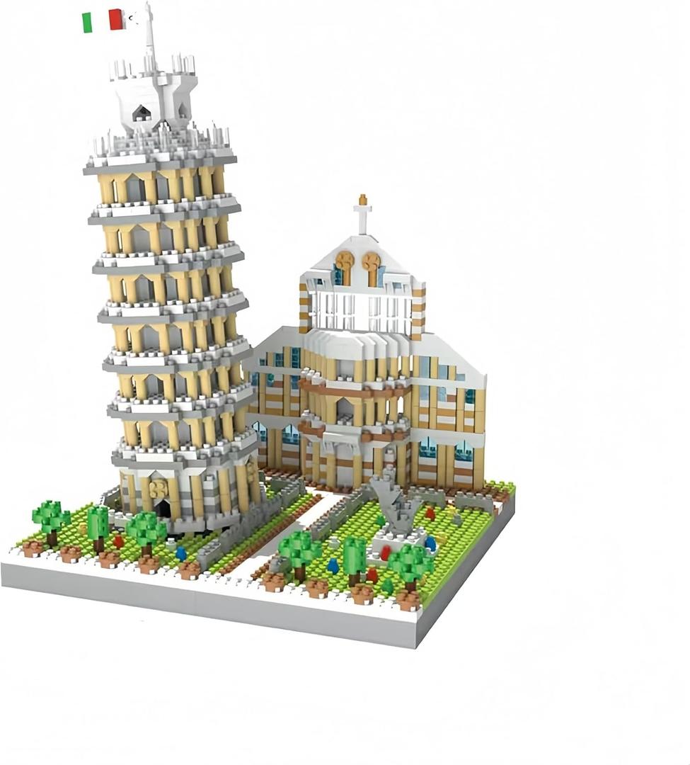 Leaning Tower of Pisa Micro Mini Building Blocks - 8.7"Scale Architecture Model Kit for Adults, Collectible Display Toy with Detailed Manual, STEM Educational Toy for Teens & Adults (1700+ Pieces)