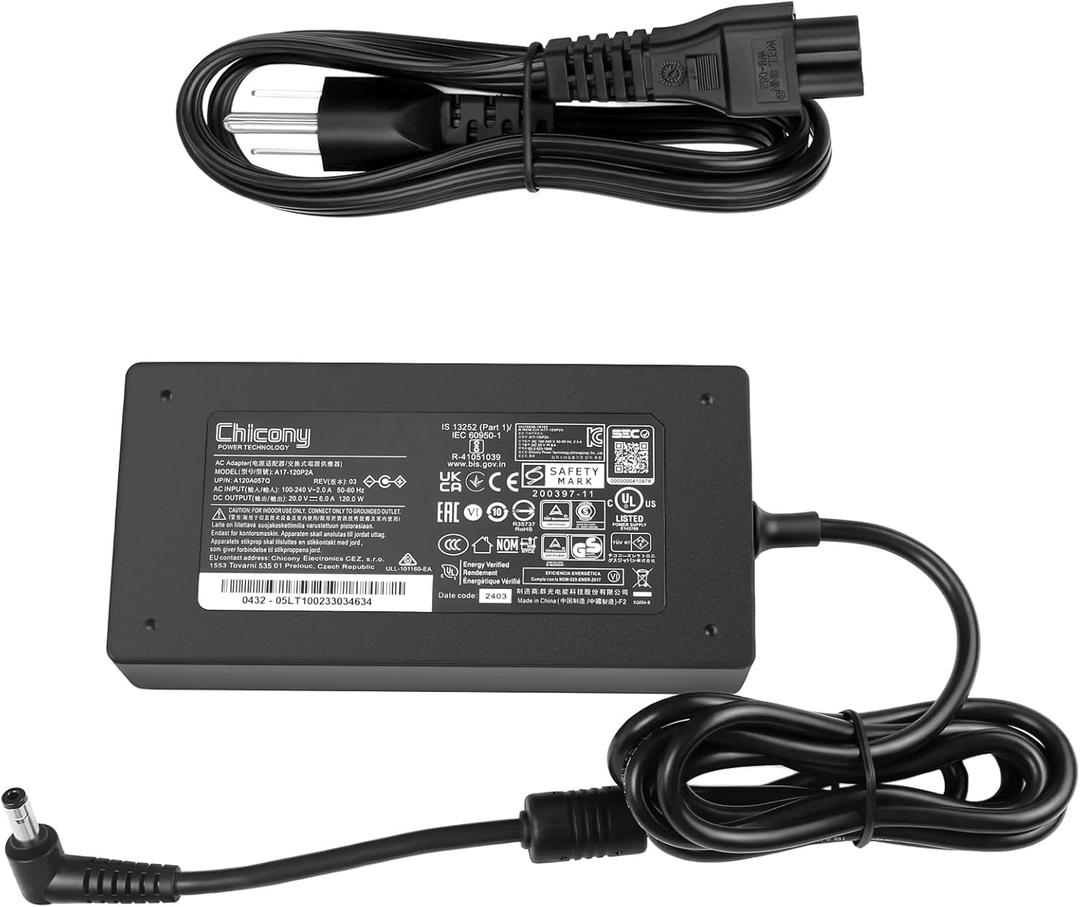 20V 6A 120W Charger for ASUS Intel NUC 13 Pro Mini PC ac adpater, Intel NUC 12 Pro Power Supply Intel NUC NUC13VYKi7 Asus ROG Swift PG279QM ROG Strix XG349C Gaming VG289Q VG32U Monitor Power Cord